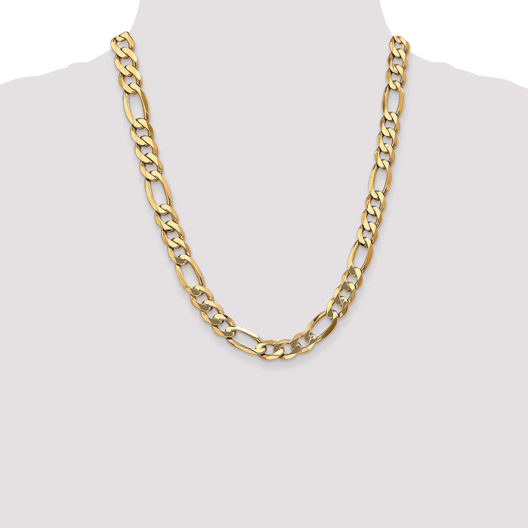 10K Yellow Gold 10K 10mm Flat Figaro Chain