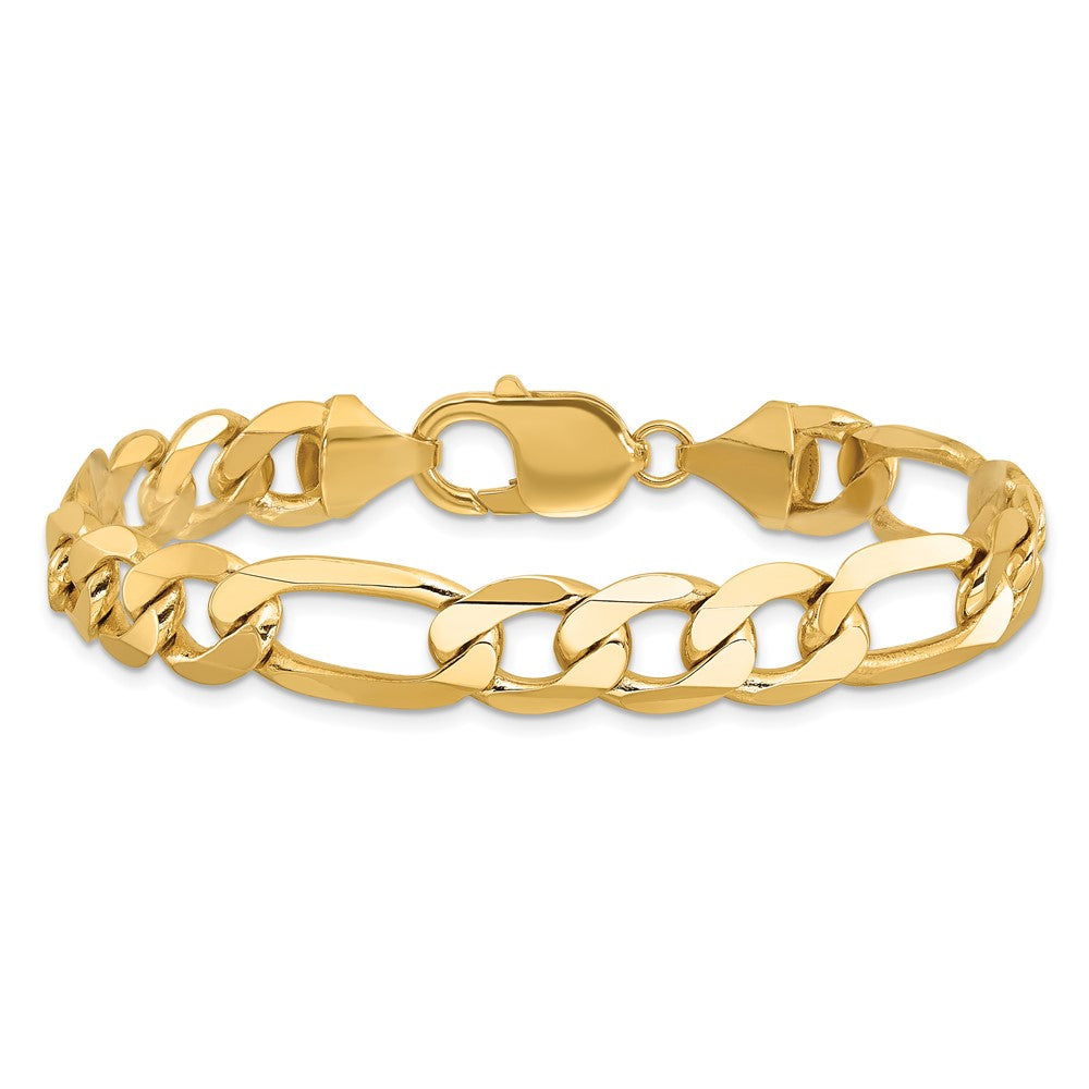 10K Yellow Gold 10mm Flat Figaro Chain Bracelet
