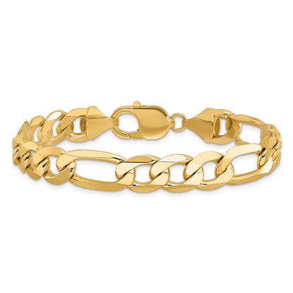 10K Yellow Gold 10mm Flat Figaro Chain Bracelet