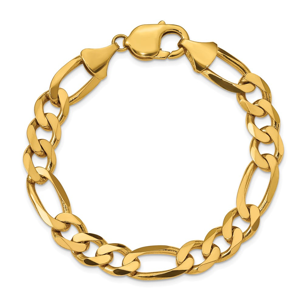 10K Yellow Gold 10mm Flat Figaro Chain Bracelet