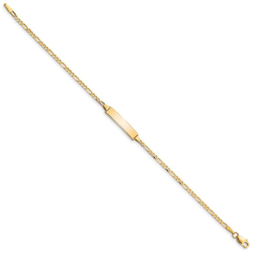 10K Yellow Gold Figaro Link Id Chain Bracelet