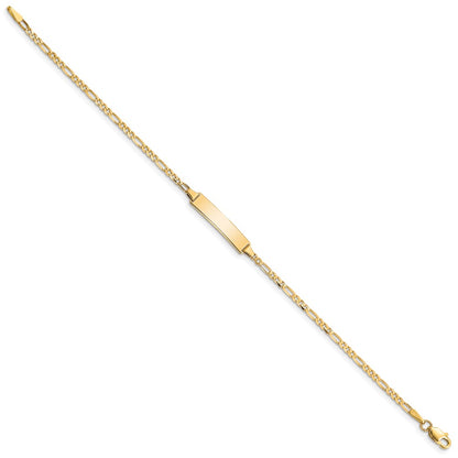 10K Yellow Gold Figaro Link Id Chain Bracelet