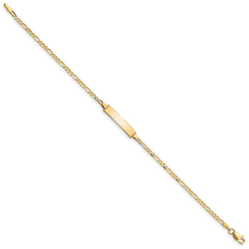 10K Yellow Gold Figaro Link Id Chain Bracelet