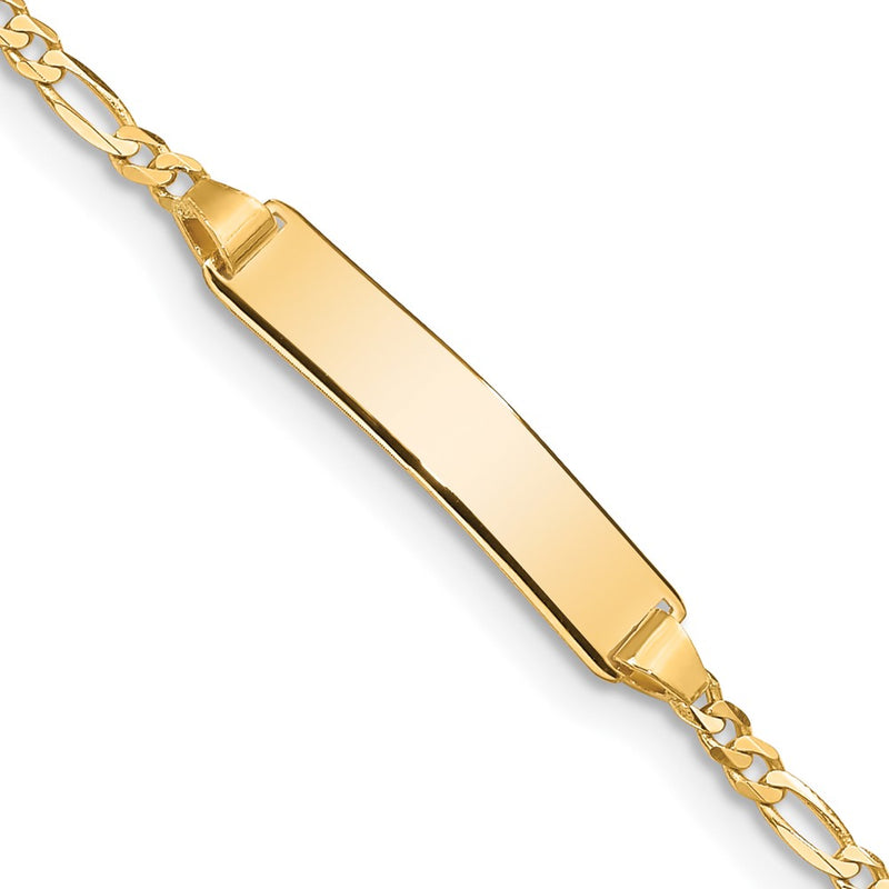 10K Yellow Gold Figaro Link Id Chain Bracelet