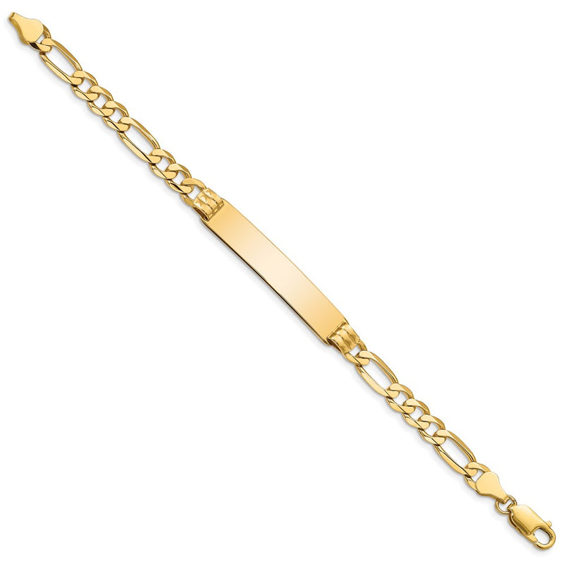 10K Yellow Gold Figaro Link Id Chain Bracelet