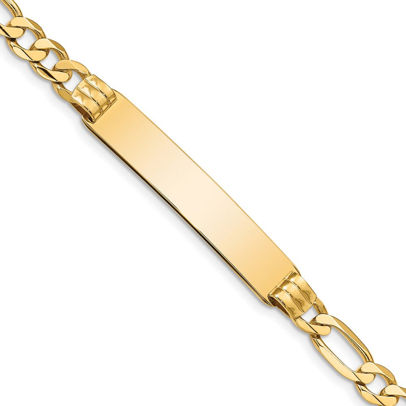 10K Yellow Gold Figaro Link Id Chain Bracelet