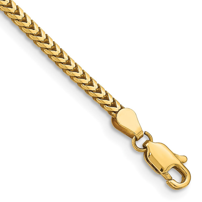 8 Inch 10K Yellow Gold 2.5mm Franco Chain Bracelet