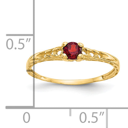 10K Yellow Gold Madi K 3mm Garnet Birthstone Baby Ring