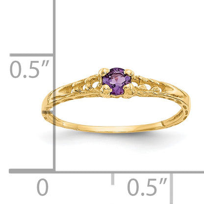 10K Yellow Gold Madi K 3mm Amethyst Birthstone Baby Ring