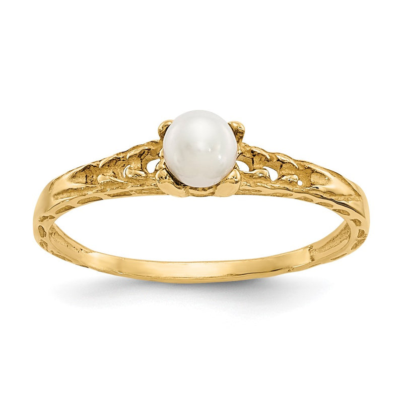 10K Yellow Gold Madi K 3mm Fw Cultured Pearl Birthstone Baby Ring