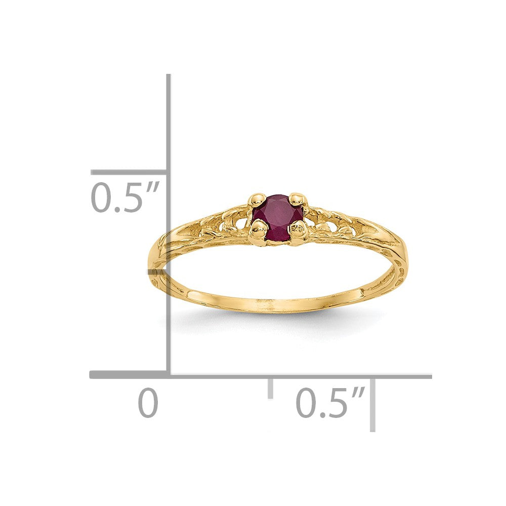 10K Yellow Gold Madi K 3mm Ruby Birthstone Baby Ring