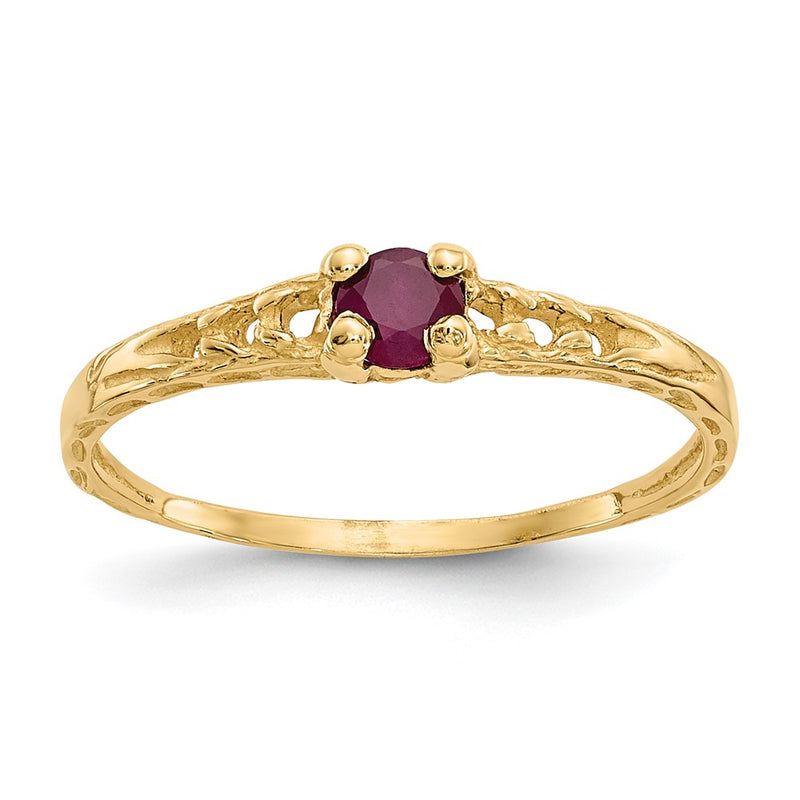 10K Yellow Gold Madi K 3mm Ruby Birthstone Baby Ring