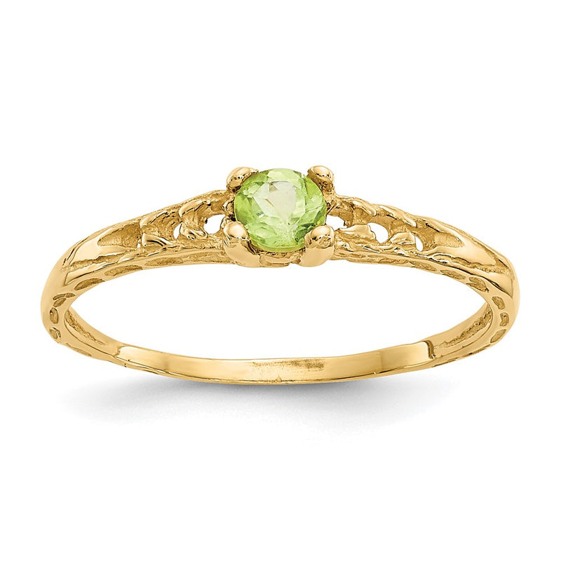 10K Yellow Gold Madi K 3mm Peridot Birthstone Baby Ring