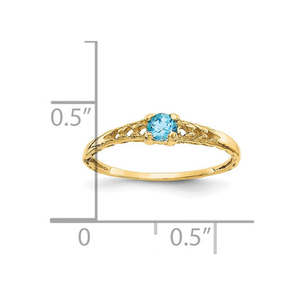 10K Yellow Gold Madi K 3mm Blue Topaz Birthstone Baby Ring