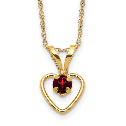 10K Yellow Gold Madi K 3mm Garnet Heart Birthstone Necklace