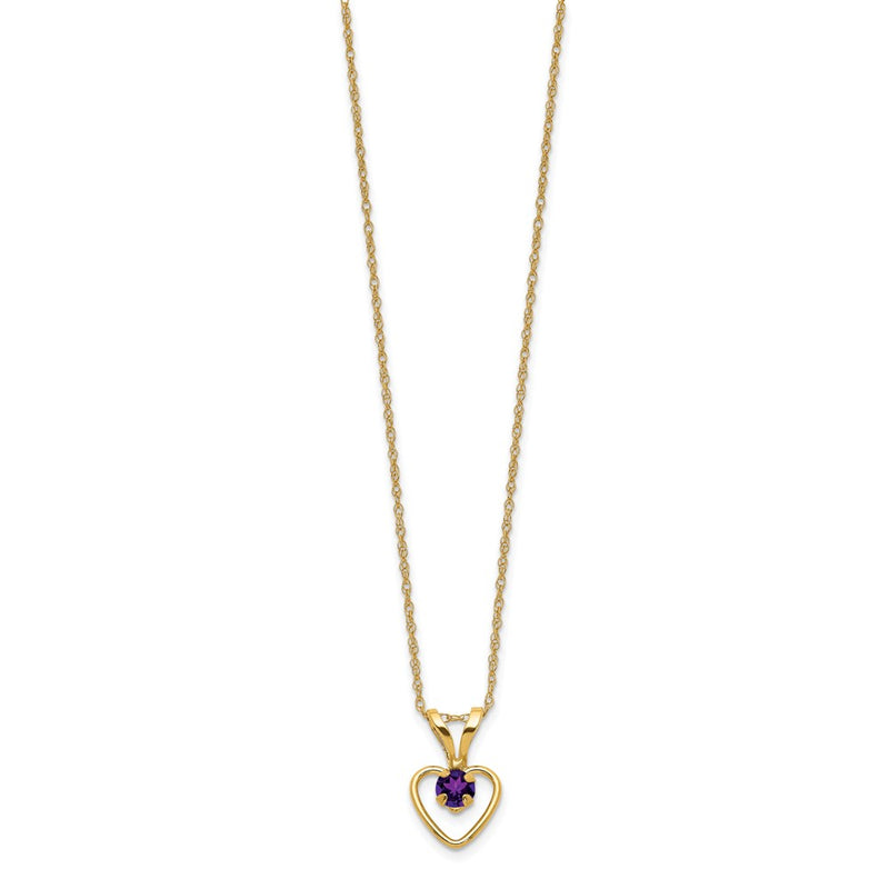 10K Yellow Gold Madi K 3mm Amethyst Heart Birthstone Necklace