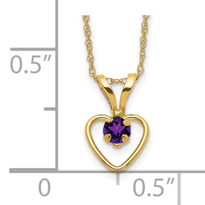 10K Yellow Gold Madi K 3mm Amethyst Heart Birthstone Necklace