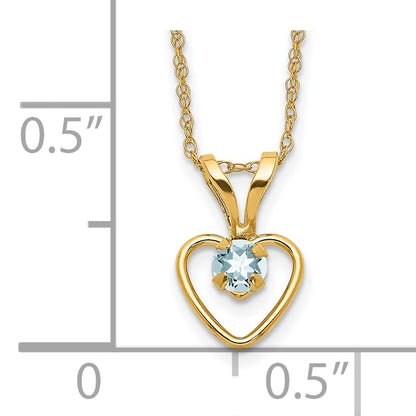 10K Yellow Gold Madi K 3mm Aquamarine Heart Birthstone Necklace