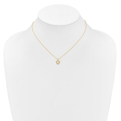 10K Yellow Gold Madi K 3mm White Zircon Heart Birthstone Necklace