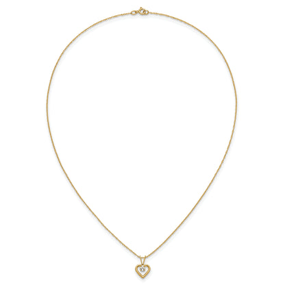 10K Yellow Gold Madi K 3mm White Zircon Heart Birthstone Necklace