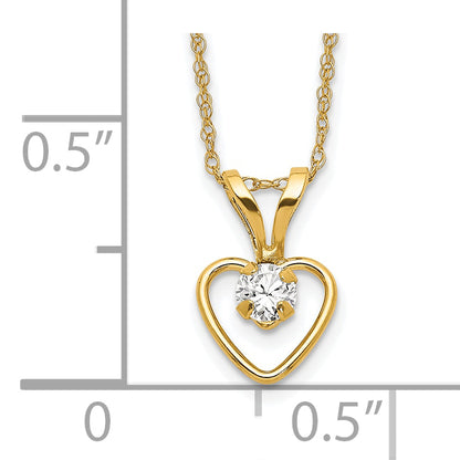 10K Yellow Gold Madi K 3mm White Zircon Heart Birthstone Necklace