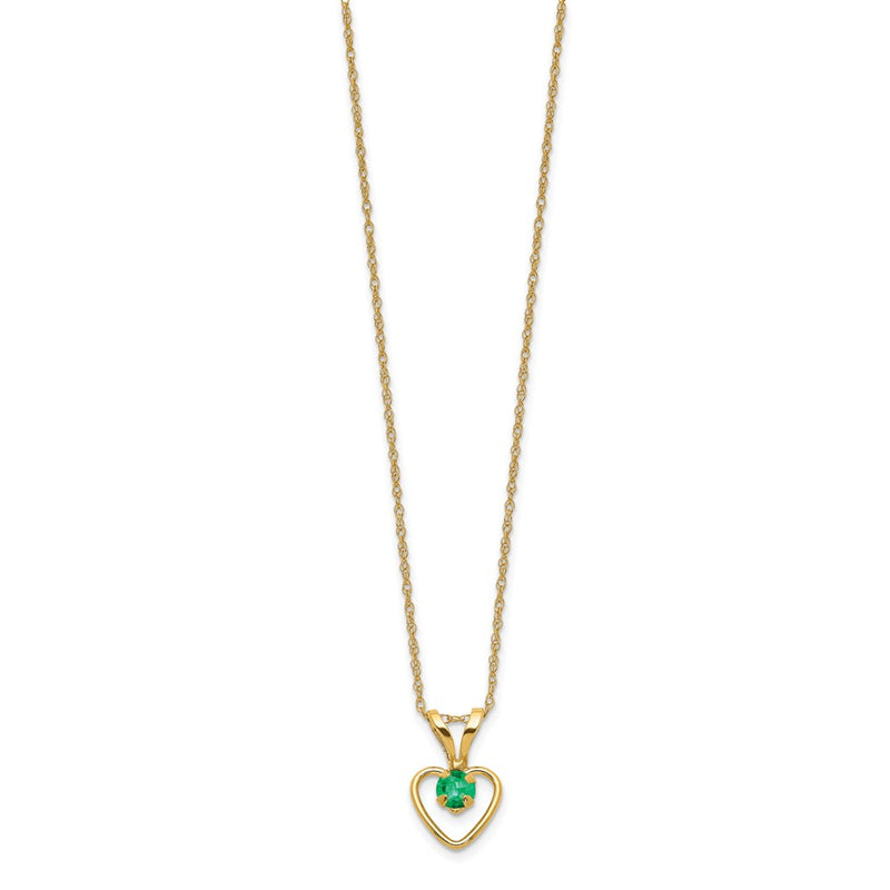 10K Yellow Gold Madi K 3mm Emerald Heart Birthstone Necklace