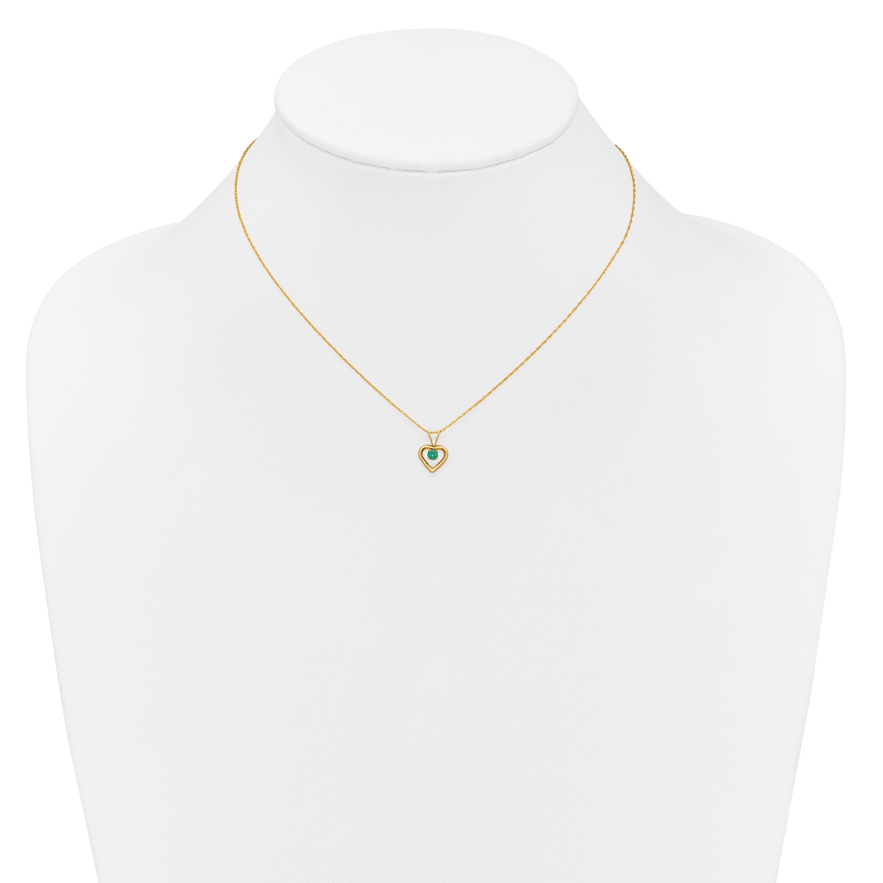 10K Yellow Gold Madi K 3mm Emerald Heart Birthstone Necklace