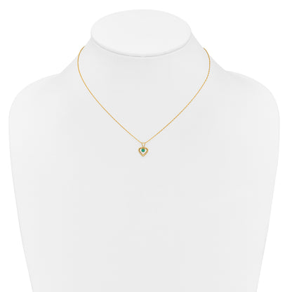 10K Yellow Gold Madi K 3mm Emerald Heart Birthstone Necklace