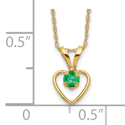 10K Yellow Gold Madi K 3mm Emerald Heart Birthstone Necklace