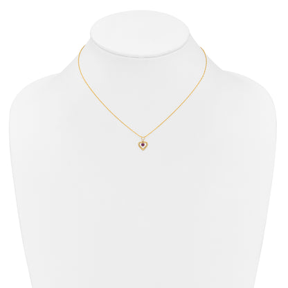 10K Yellow Gold Madi K 3mm Rhodolite Garnet Heart Birthstone Necklace