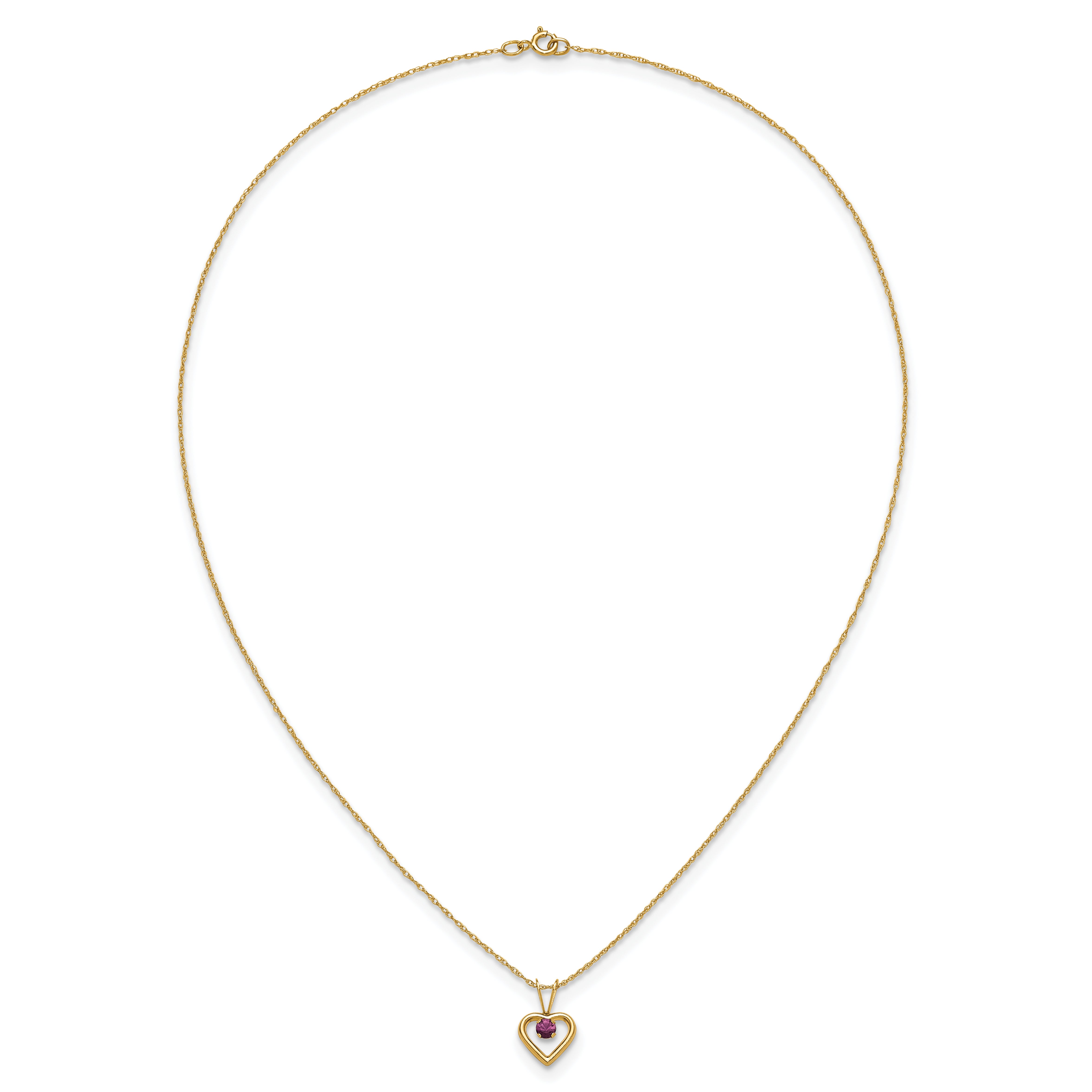 10K Yellow Gold Madi K 3mm Rhodolite Garnet Heart Birthstone Necklace