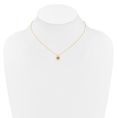 10K Yellow Gold Madi K 3mm Ruby Heart Birthstone Necklace