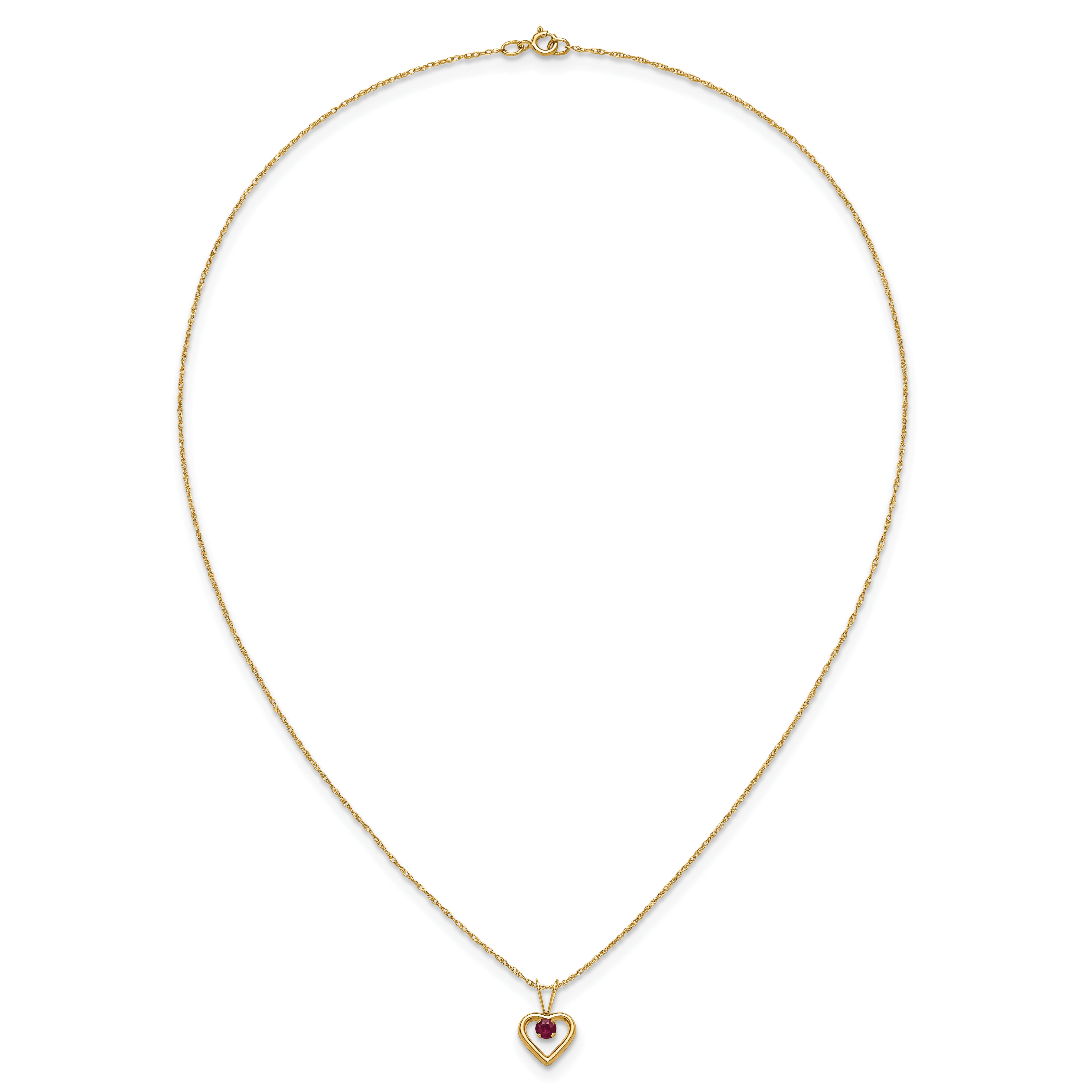 10K Yellow Gold Madi K 3mm Ruby Heart Birthstone Necklace