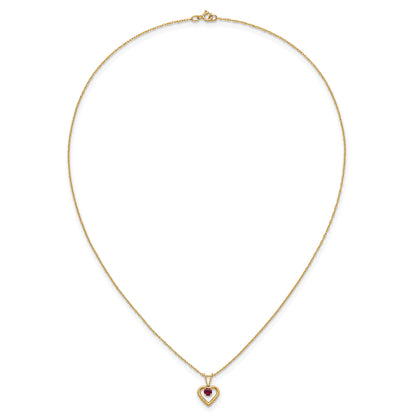 10K Yellow Gold Madi K 3mm Ruby Heart Birthstone Necklace