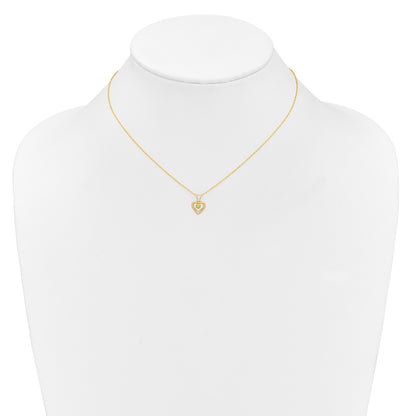10K Yellow Gold Madi K 3mm Peridot Heart Birthstone Necklace