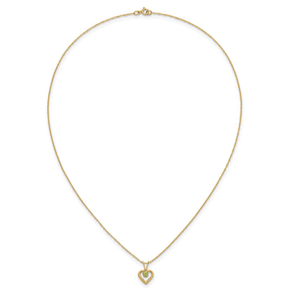 10K Yellow Gold Madi K 3mm Peridot Heart Birthstone Necklace