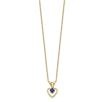 10K Yellow Gold Madi K 3mm Sapphire Heart Birthstone Necklace