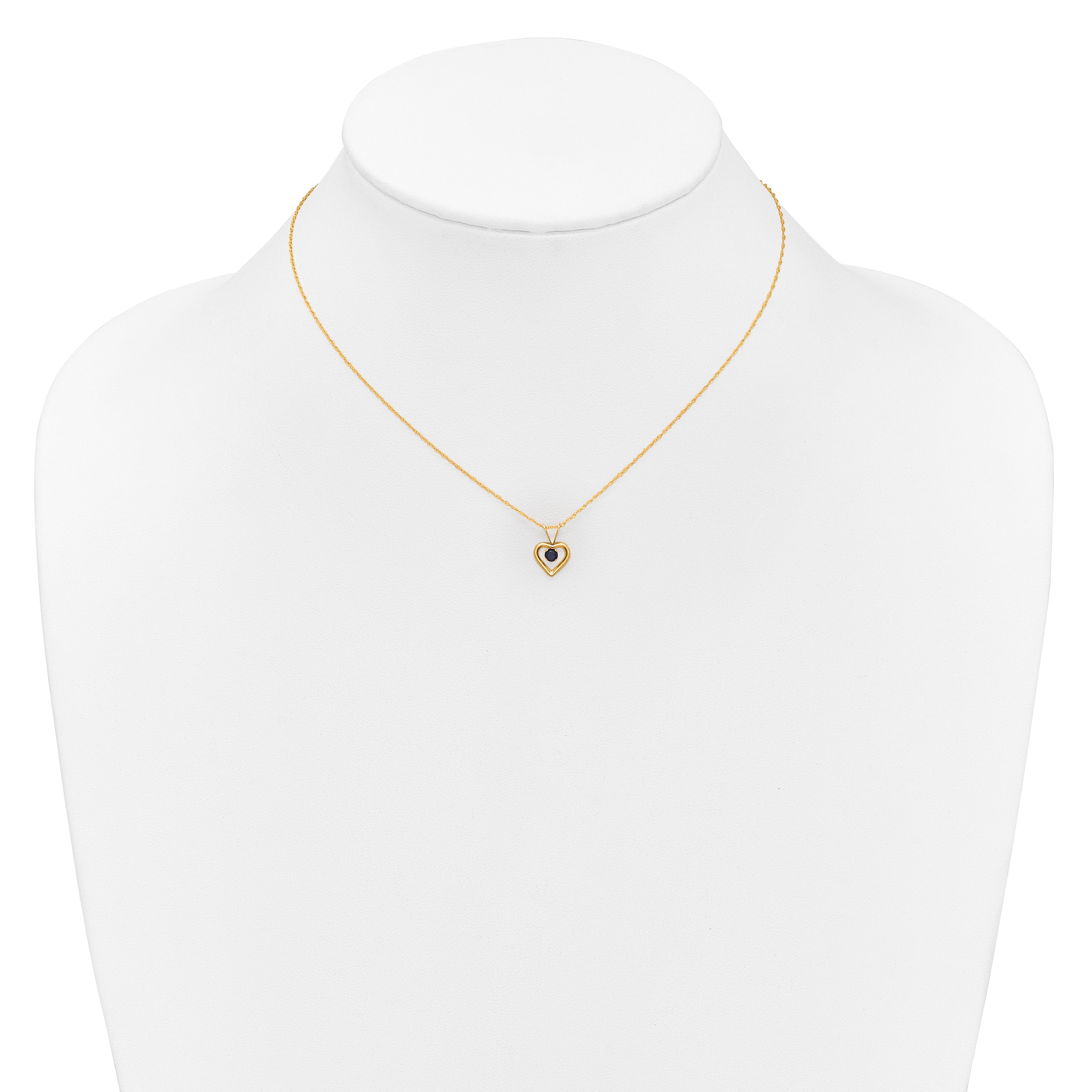 10K Yellow Gold Madi K 3mm Sapphire Heart Birthstone Necklace