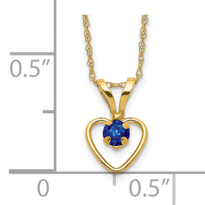 10K Yellow Gold Madi K 3mm Sapphire Heart Birthstone Necklace