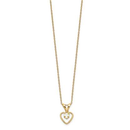 10K Yellow Gold Madi K 3mm Opal Heart Necklace
