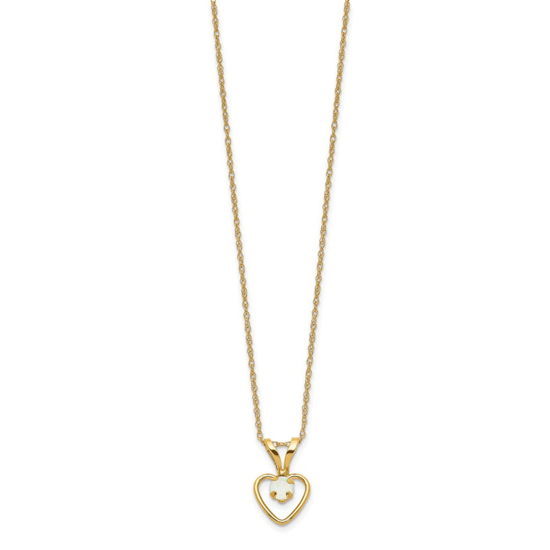 10K Yellow Gold Madi K 3mm Opal Heart Necklace