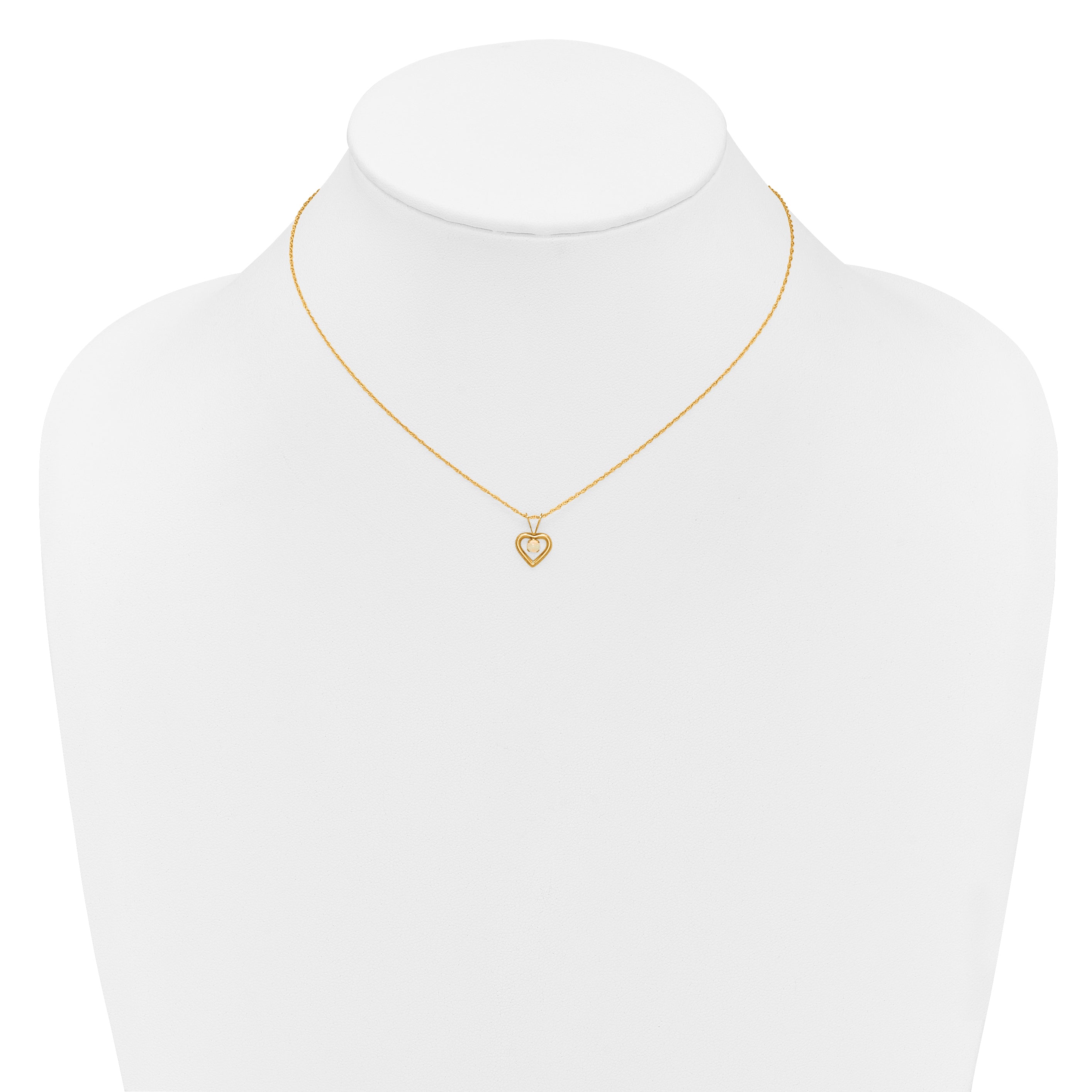 10K Yellow Gold Madi K 3mm Opal Heart Necklace