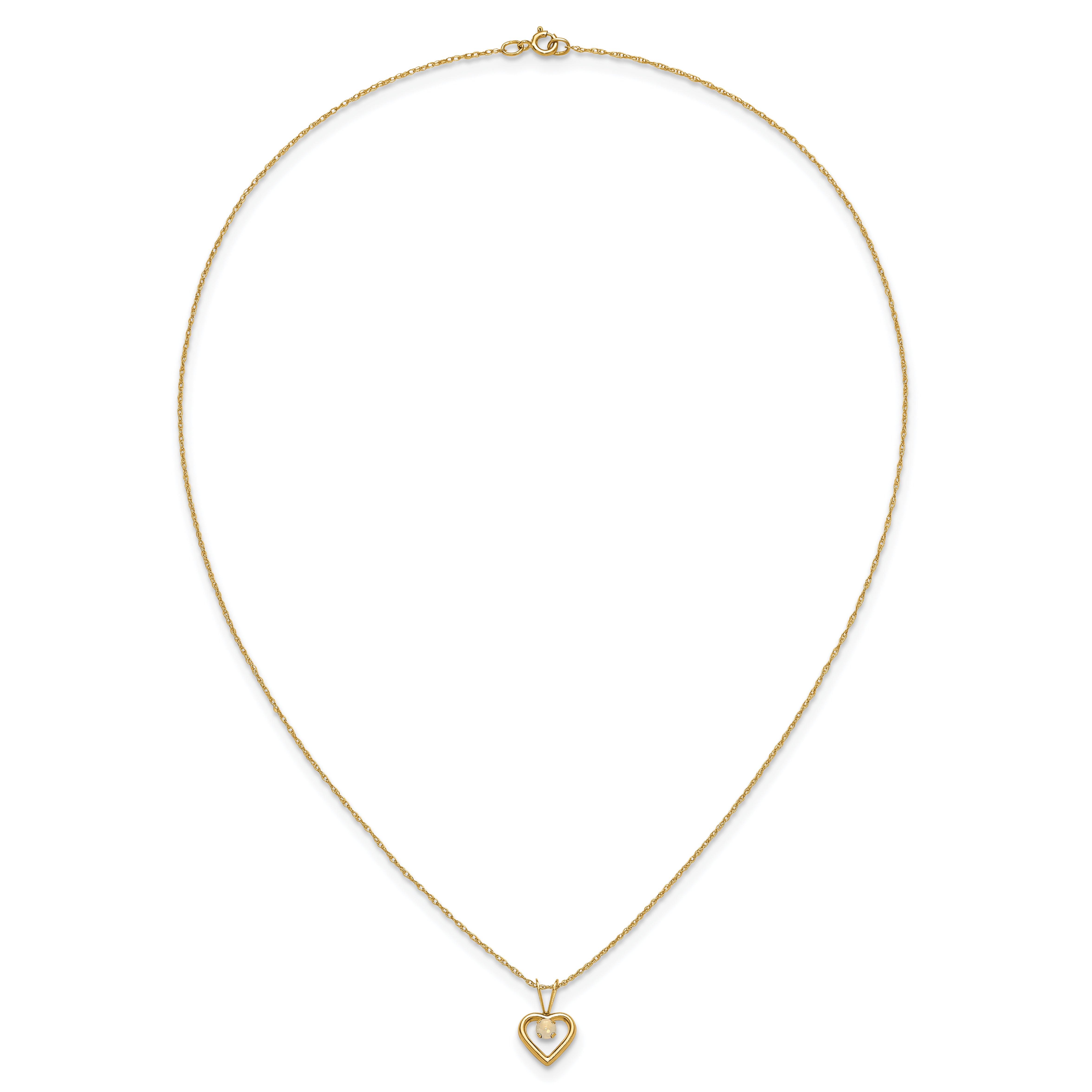10K Yellow Gold Madi K 3mm Opal Heart Necklace