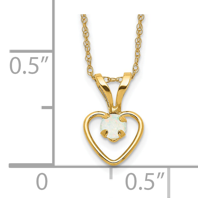 10K Yellow Gold Madi K 3mm Opal Heart Necklace