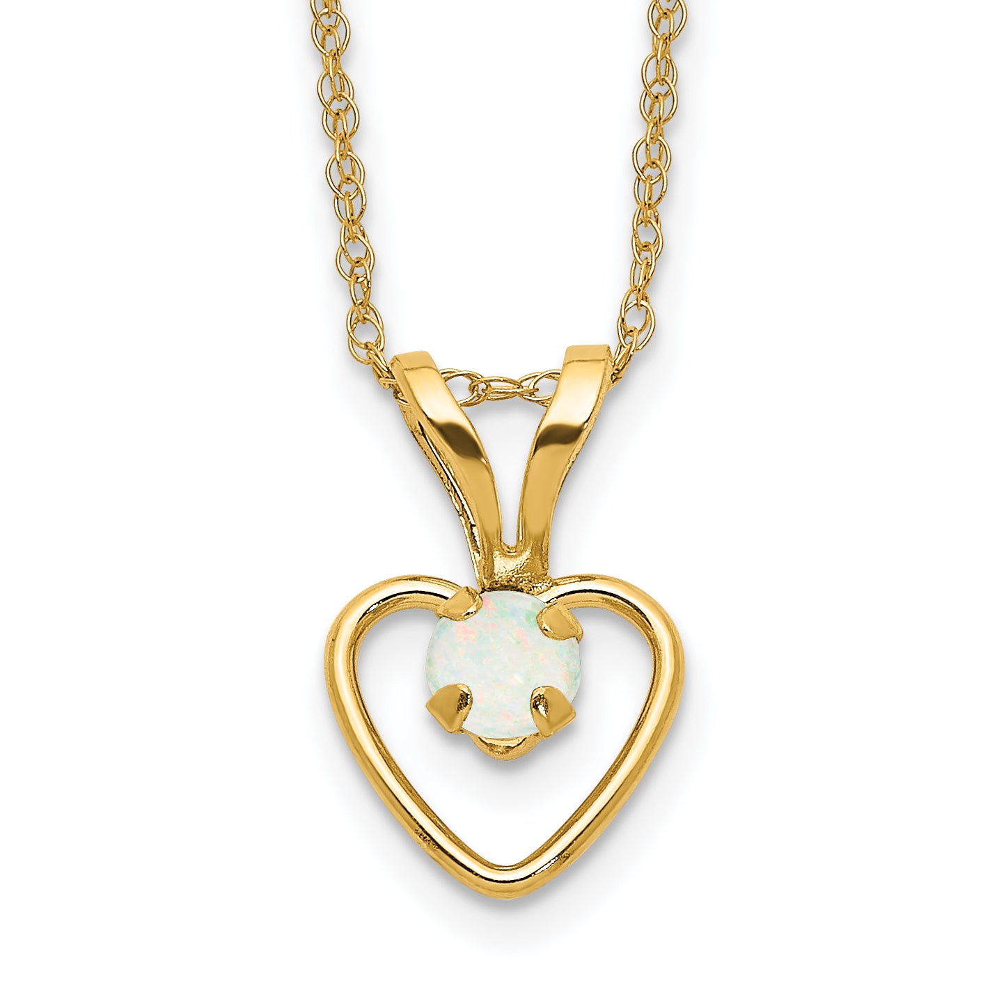 10K Yellow Gold Madi K 3mm Opal Heart Necklace