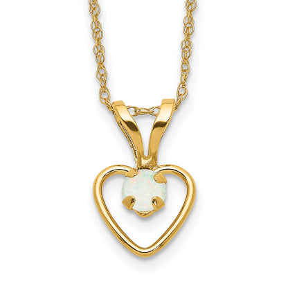 10K Yellow Gold Madi K 3mm Opal Heart Necklace