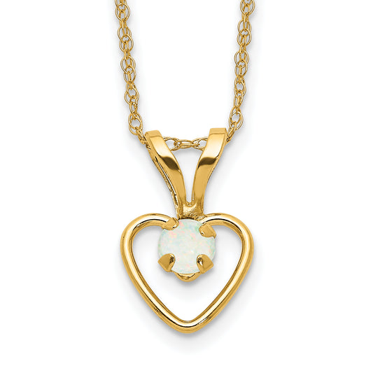 10K Yellow Gold Madi K 3mm Opal Heart Necklace