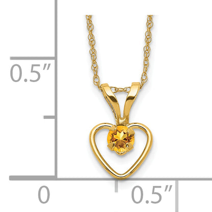 10K Yellow Gold Madi K 3mm Citrine Heart Birthstone Necklace
