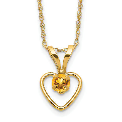 10K Yellow Gold Madi K 3mm Citrine Heart Birthstone Necklace
