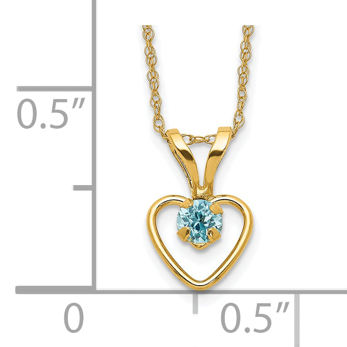 10K Yellow Gold Madi K 3mm Blue Zircon Heart Birthstone Necklace